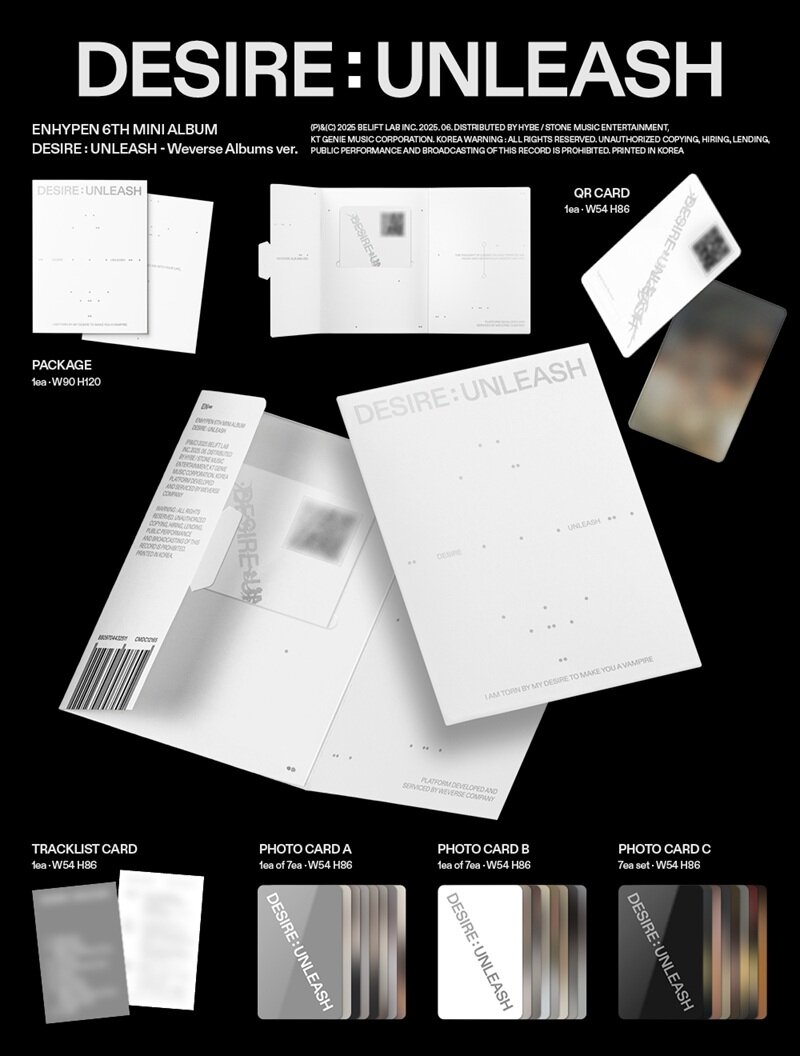 ENHYPEN - DESIRE : UNLEASH (Weverse Albums version) (6th Mini Album) 2 ENHYPEN DESIRE UNLEASH Weverse Albums version 6th Mini Album